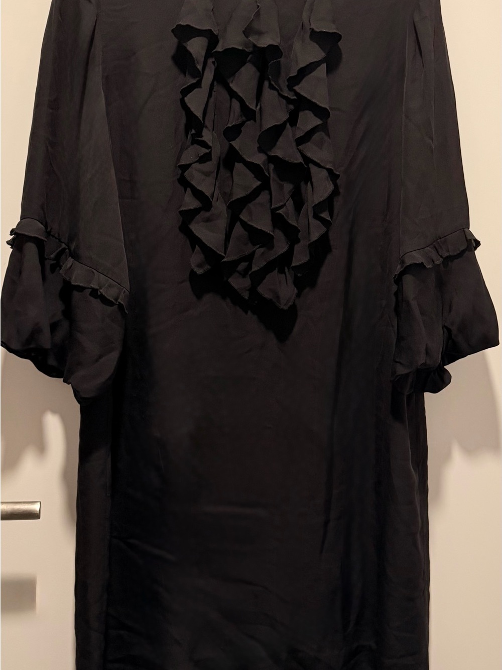 Uterque Black Ruffle-Front Tunic Dress - Picture 2 of 4